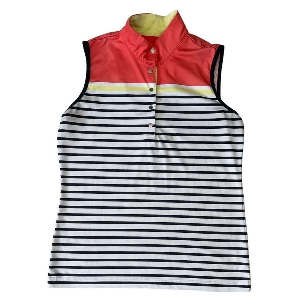 TAIL Women’s Navy Coral Stripe Golf Tank Top Size Small